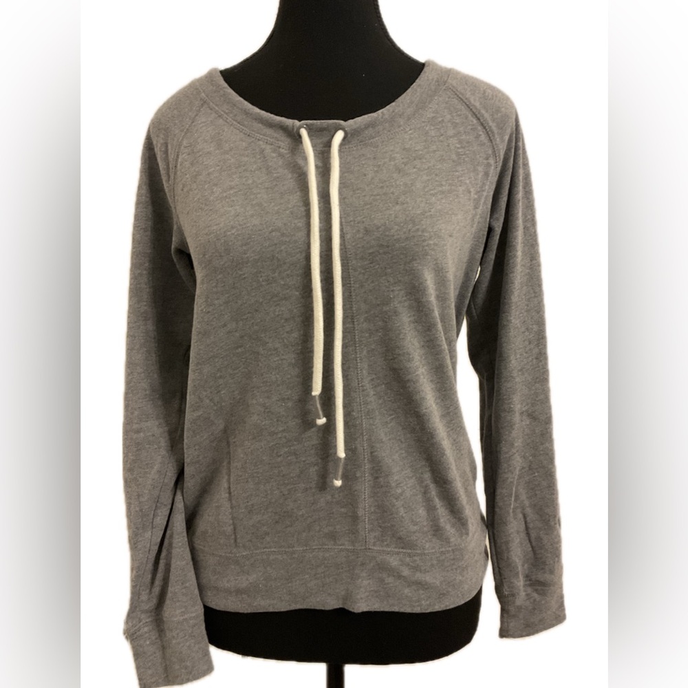 **Joe Fresh Heather Gray Sweatshirt with White  Drawstring Neck .